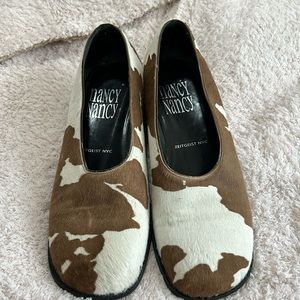 Brown & White Cowhide Slip-On Flats